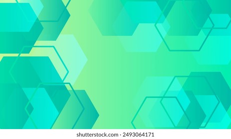Green background abstract art vector with shapes