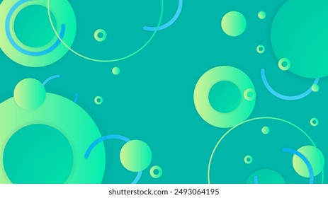 Green background abstract art vector with shapes