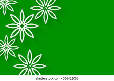 Green background with abstract flowers and place for your text - vector illustration