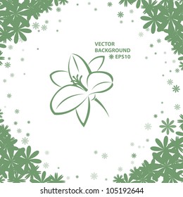 Green background with abstract flowers. Vector eps10 illustration