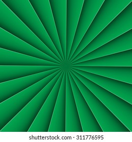 Green background in abstract form fan with bending line
