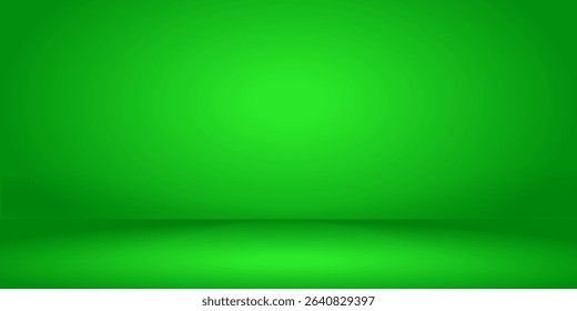 green background abstract with Gradient in empty room studio, green empty room studio gradient used for background, green background studio with shine use for product shooting. vector dynamic room