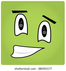 Green background with an abstract happy face