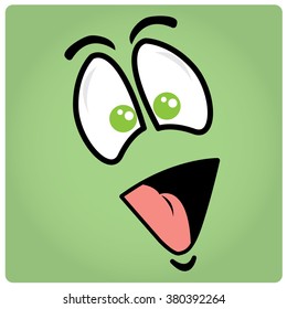 Green background with an abstract happy face