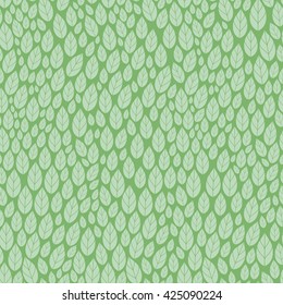 Green background. Abstract leaves. Seamless pattern. Vector illustration.