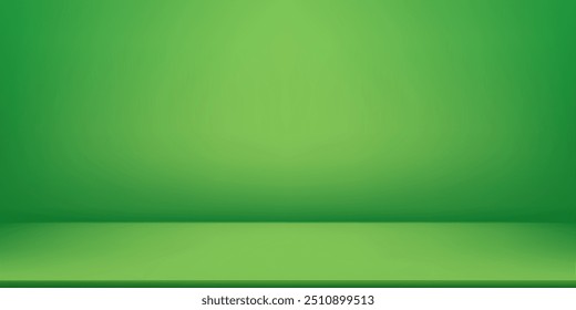 Green Background and Abstract Light,Shadow for Christmas Product Design, Modern Studio with podium stage stand with green neon light on floor,wall room.Vector Business Background with gradient color