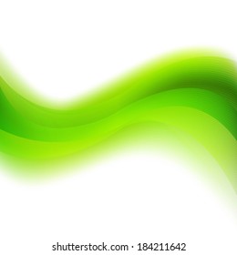 Fondo Verde Con Línea Abstracta Y Desenfoque, Con Malla Gradiente, Ilustración Vectorial