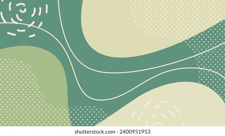 Green background with abstract shape design and decorative lines for banner, cover, flayer, poster design