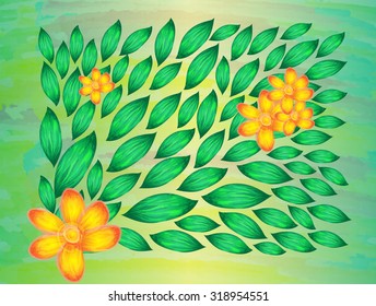 green background abstract vector nature cover design brochure banner brush leave flower