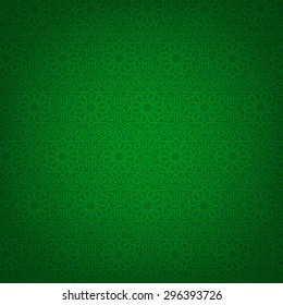 Green background with arabian geometric pattern. Islamic card