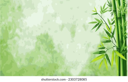 Un fondo verde con plantas de bambú al final se puede usar para banners u otros diseños comerciales