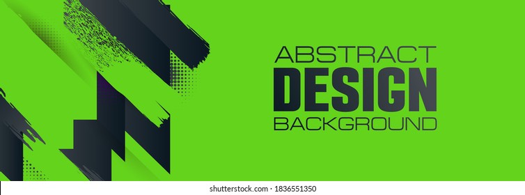 green background banner abstract design stroke brush stains. creative modern yellow design frame for title text. graphics form for flyer, card, booklet, banner