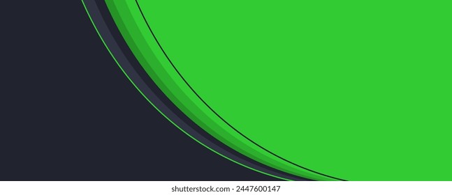 Green background banner design template with curved design elements