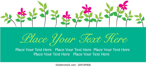 green background banner with flower