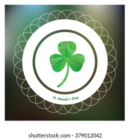 Green background with a banner with text and a clover for patrick's day