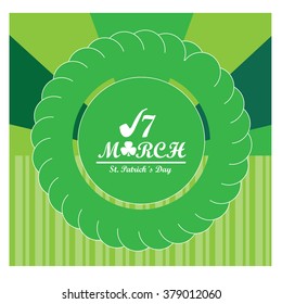Green background with a banner with text for patrick's day