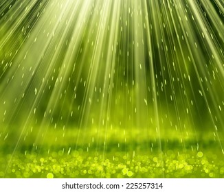 Green Background With Beams, Vector Illustration eps 10