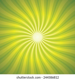 Green Background With Beams, Vector Illustration