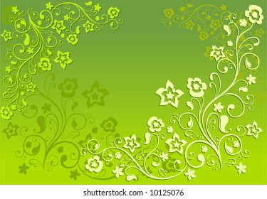 Green background with beautiful patterns for card or other design, an illustration