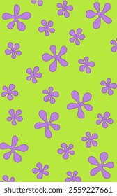 Green background with beautiful purple flower pattern texture