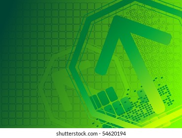 Green background with big arrow