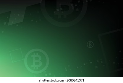 green background, Bitcoin crypto currency illustration vector for page, logo, card, banner, web and printing.