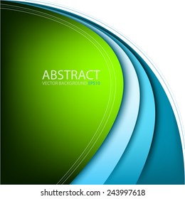 Green background with blue curve line on white background for text and message modern website design, vector