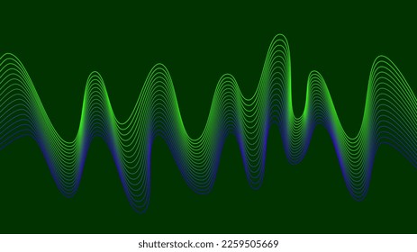 Green background with Blue vivid Green wave lines Flowing waves design Abstract digital equalizer sound wave. Blue Line. Vector illustration for tech futuristic innovation. Background. Graphic design