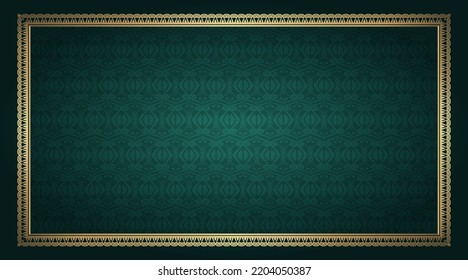 green background, with border ornament