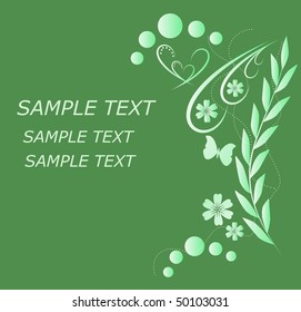 green background with bright green floral pattern
