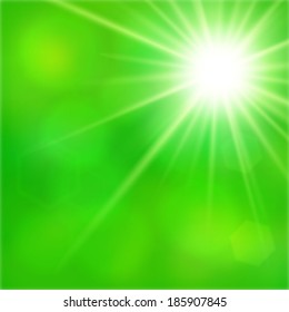Green background with bright sun