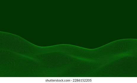 Green background Bright Green wave lines. Flowing green waves design Abstract digital wave. Flow. Line Vector illustration for tech futuristic innovation concept modern Background Graphic design. Land
