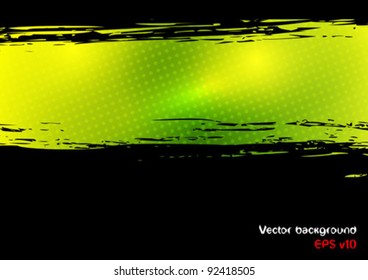 Green background with brush stroke and place for text. Vector illustration