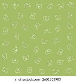 a green background with a bunch of small white bears