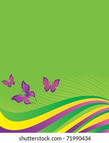 green background with butterflies