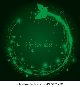 green background with butterfly 