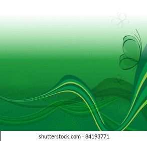 green background with butterfly