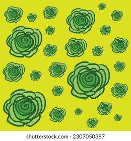 A green background with cabbage pattern