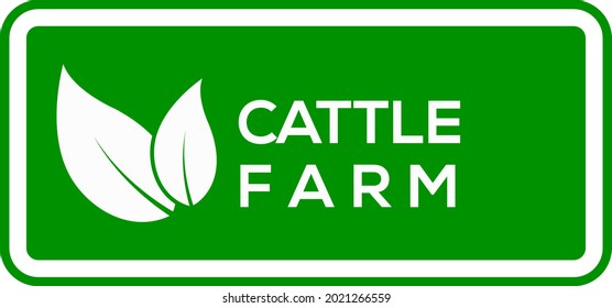Fondo verde Logotipo o icono del vector de la hoja de ganado vacuno, logotipo de la hoja de ganadería