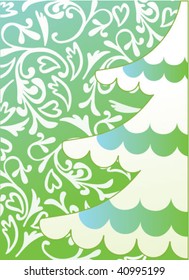 green background with Christmas tree