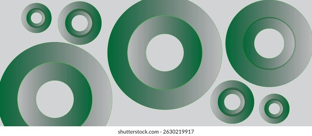A green background with circles of different sizes and colors. The circles are arranged in a way that creates a sense of movement and energy. Scene is dynamic and lively, vector