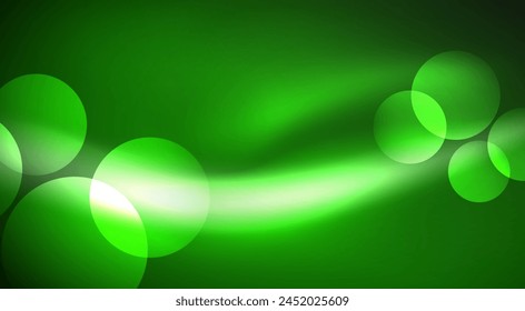 A green background with circles and a lens flare emitting light, using electric blue and graphics to create a technologyinspired pattern. Macro photography captures the detail of a terrestrial plant