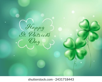 Green background with clover balloons for St. Patrick's day