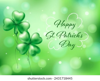 Fondo verde con globos de trébol para el día de San Patricio