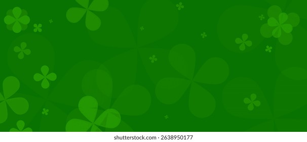 green background with clover leaves. Vector illustration