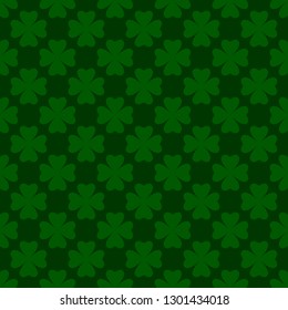 Green background with clover for St. Patrick's Day.