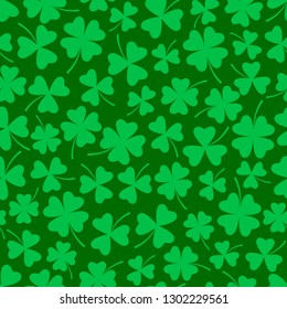 Green background with clover for St. Patrick's Day