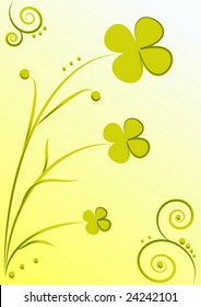 Green background with clover. Vector illustration.