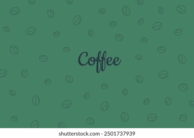 Grüner Hintergrund mit Kaffeebohnen.