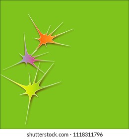 Green background with colored spots in relief